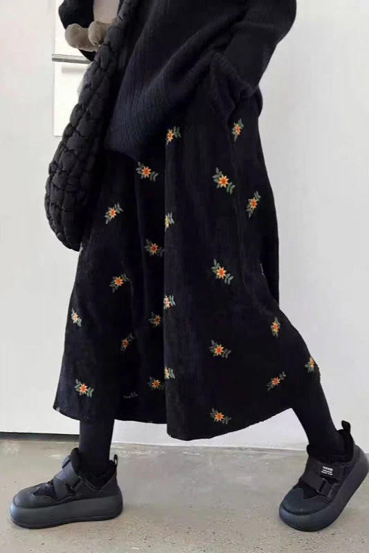 Printed Corduroy A-Line Skirt - Image 7