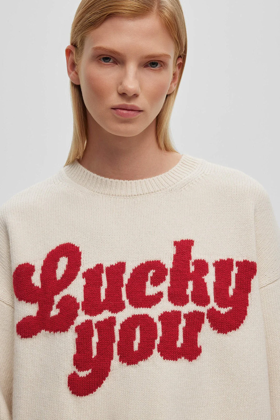 Printed Knit Round Neck Long Sleeve Blouse - Image 2