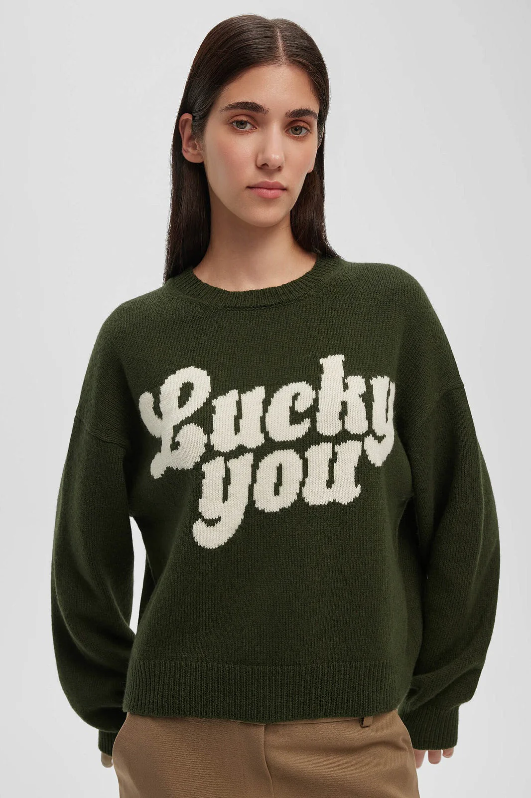 Printed Knit Round Neck Long Sleeve Blouse - Image 6