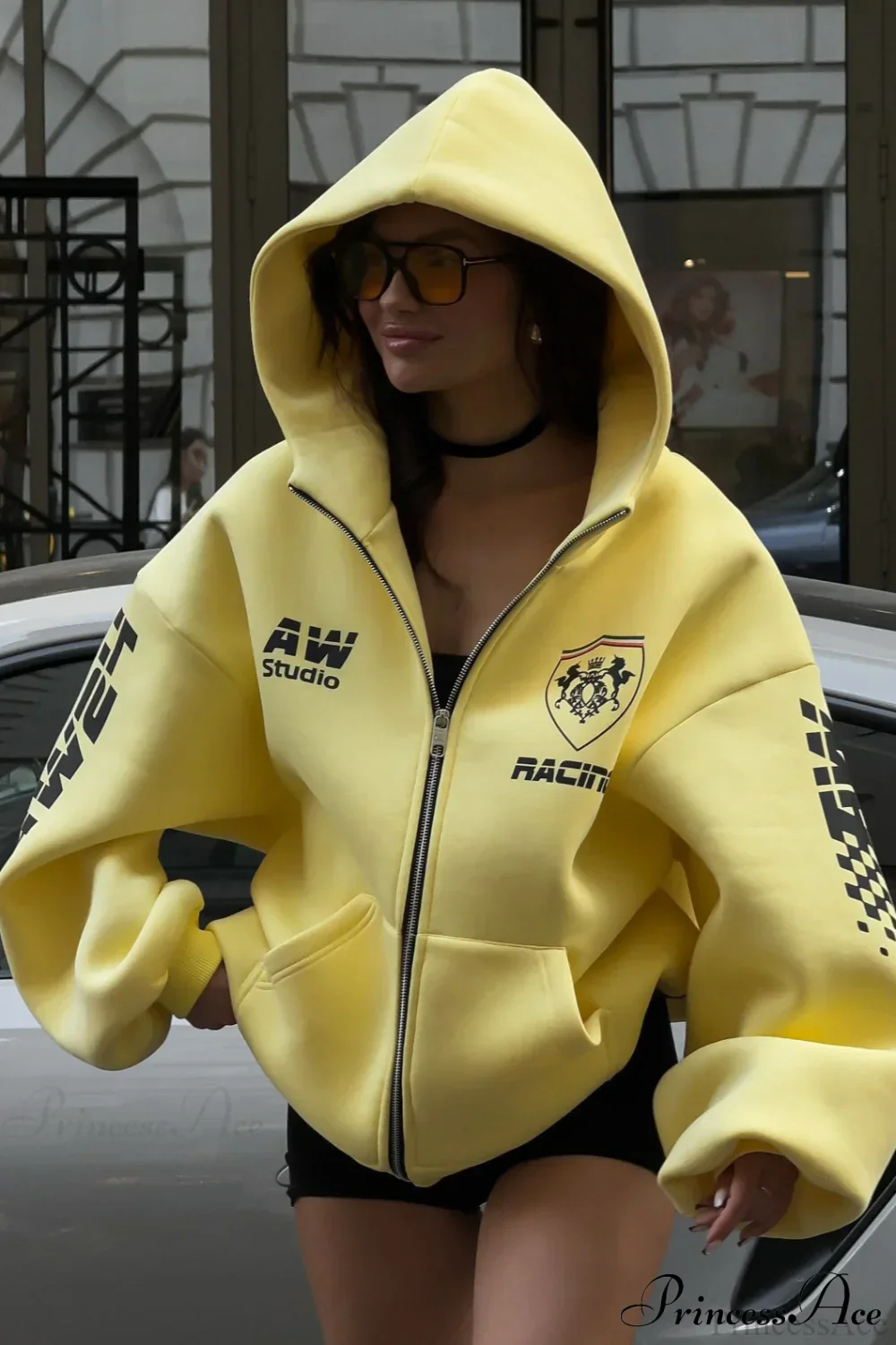 Printed Oversized Zip Hoodie - Image 2