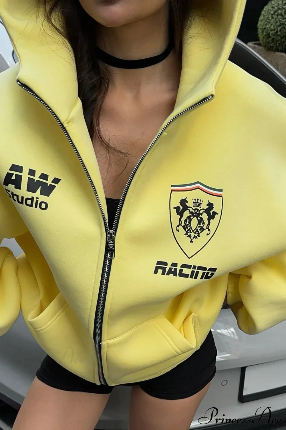 Printed Oversized Zip Hoodie - Image 3