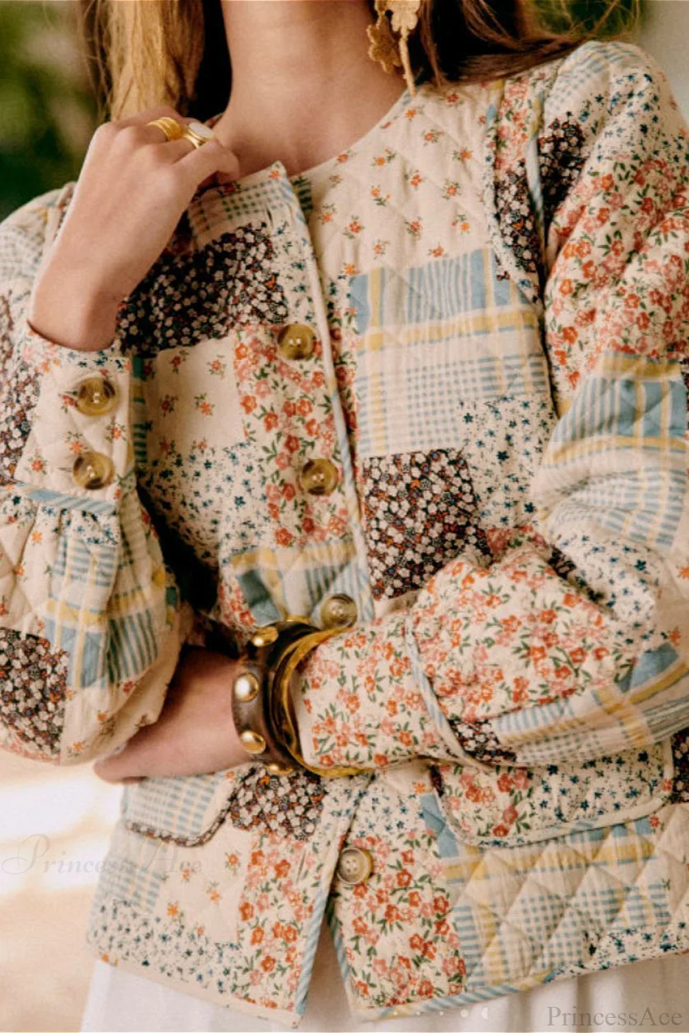 Printed Quilted Puffer Big Pocket Coat - Image 3