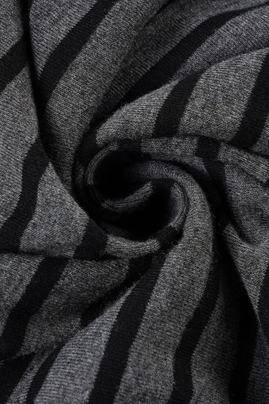 Printed Striped Loose Asymmetric Shoulder Blouse - Image 5