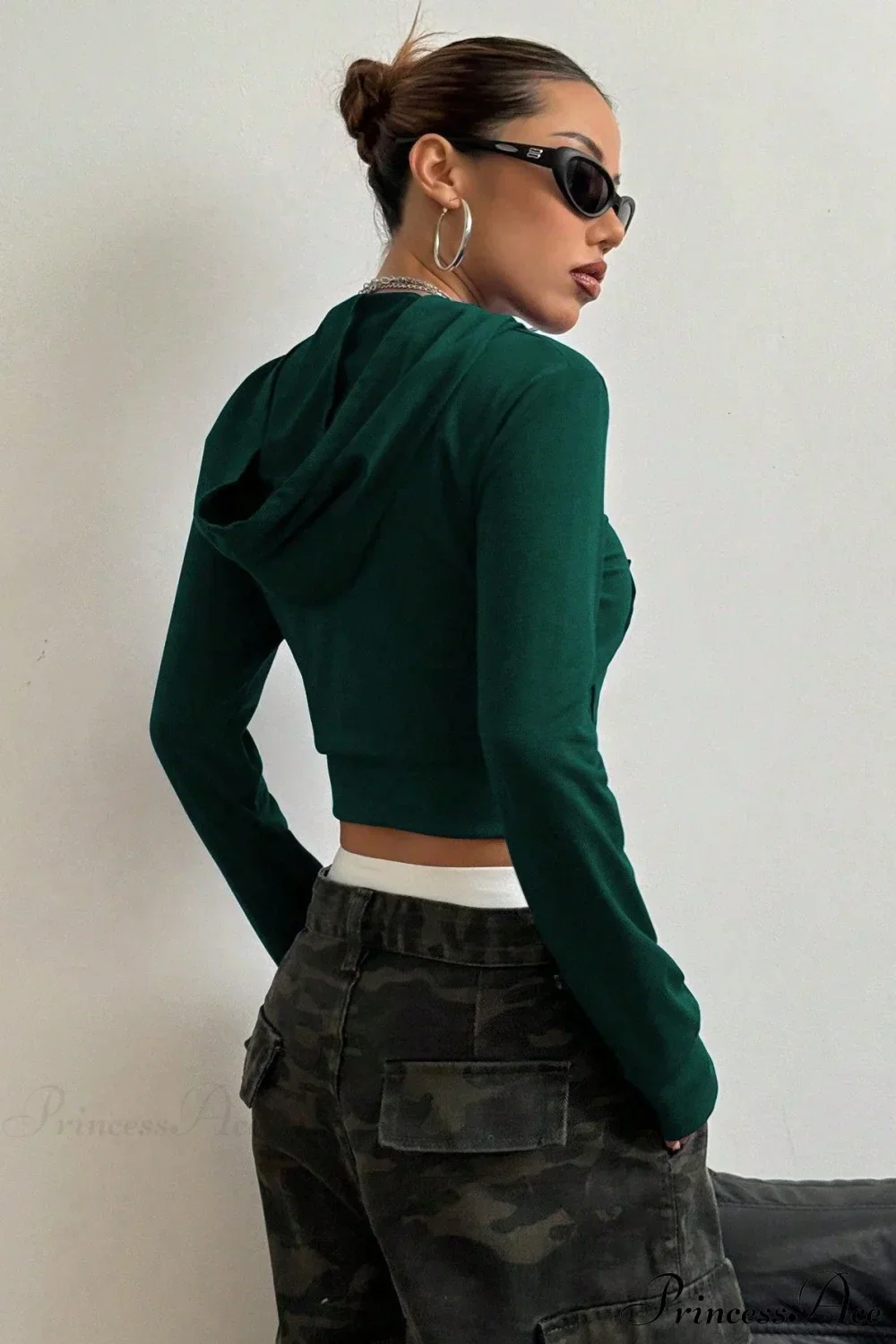 Printed Zip-Up Cropped Hoodie - Image 12