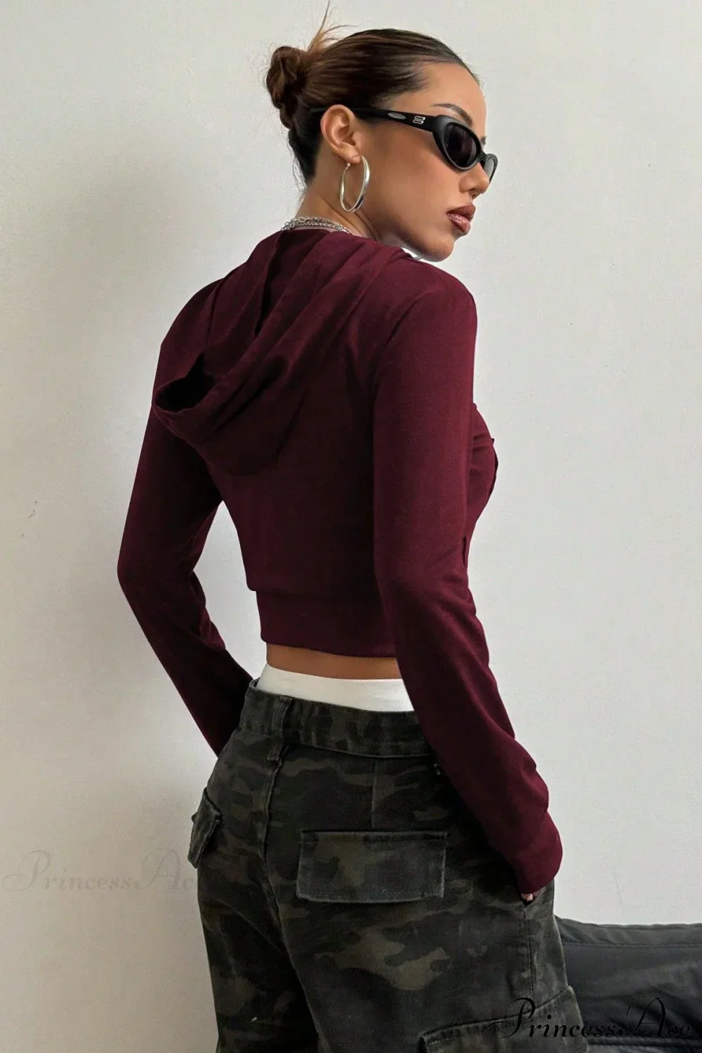 Printed Zip-Up Cropped Hoodie - Image 6