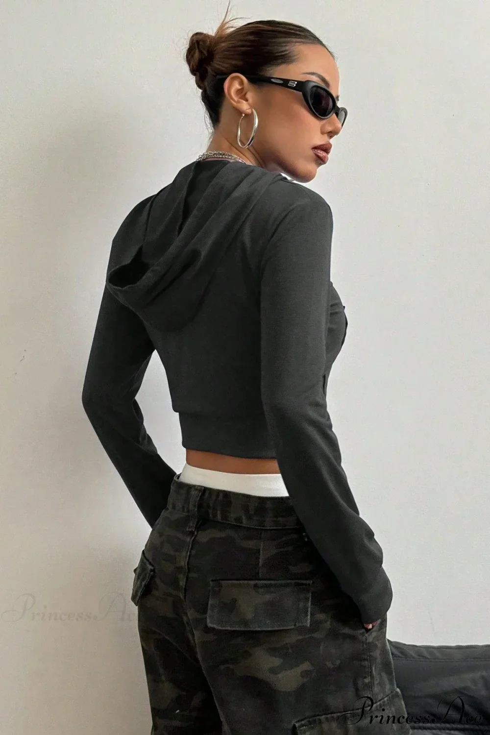 Printed Zip-Up Cropped Hoodie - Image 9