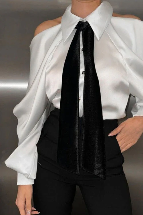 Professional Chic Collared Long Sleeve Blouse - Image 2