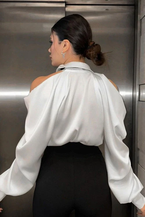 Professional Chic Collared Long Sleeve Blouse - Image 3