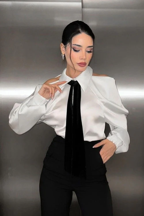 Professional Chic Collared Long Sleeve Blouse - Image 4