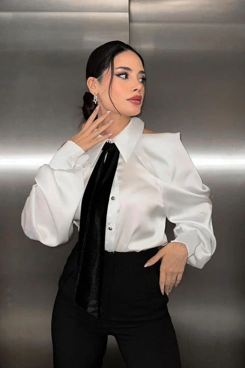 Professional Chic Collared Long Sleeve Blouse - Image 5