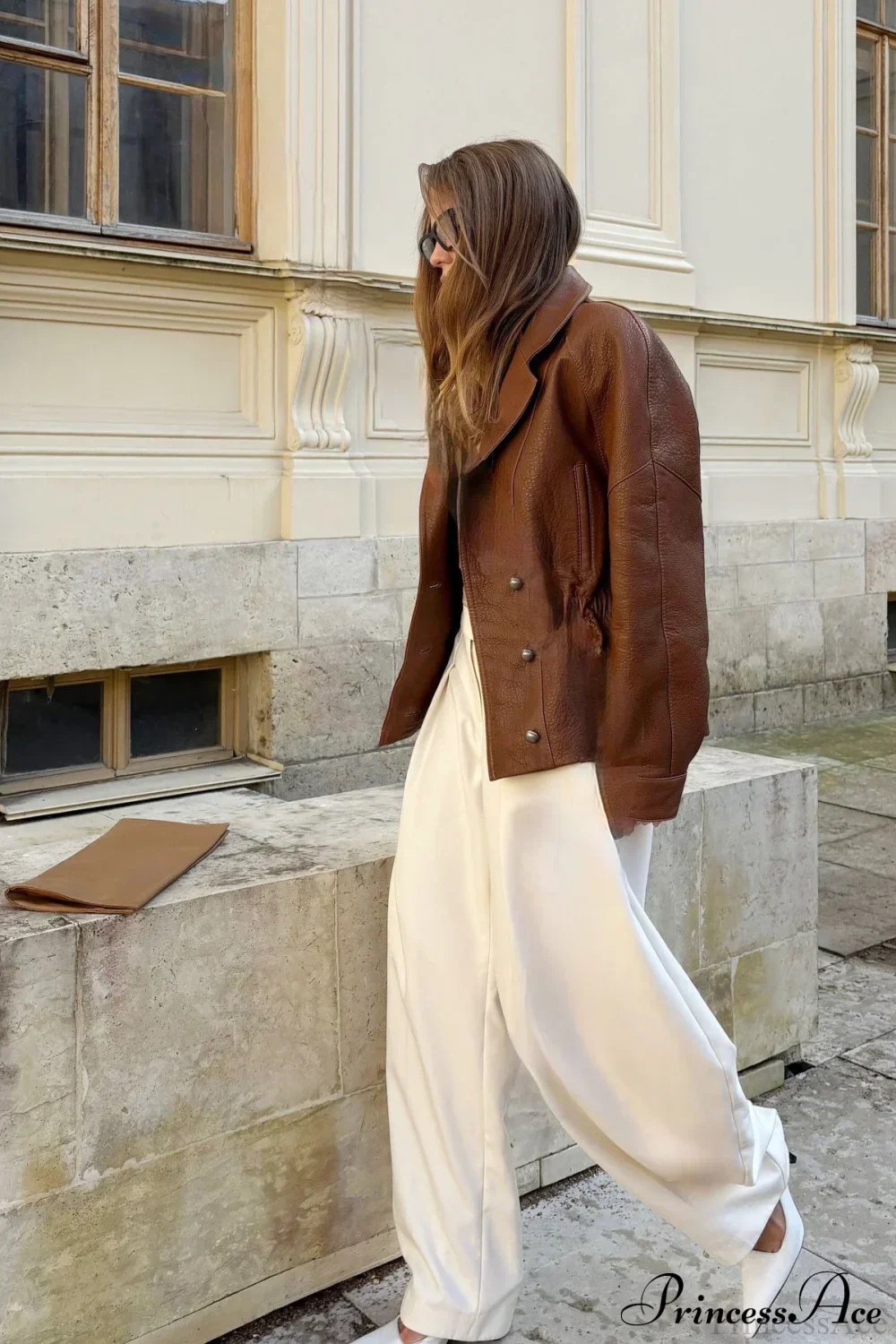 PU Leather Blazer Collar Slim Coat - Image 4