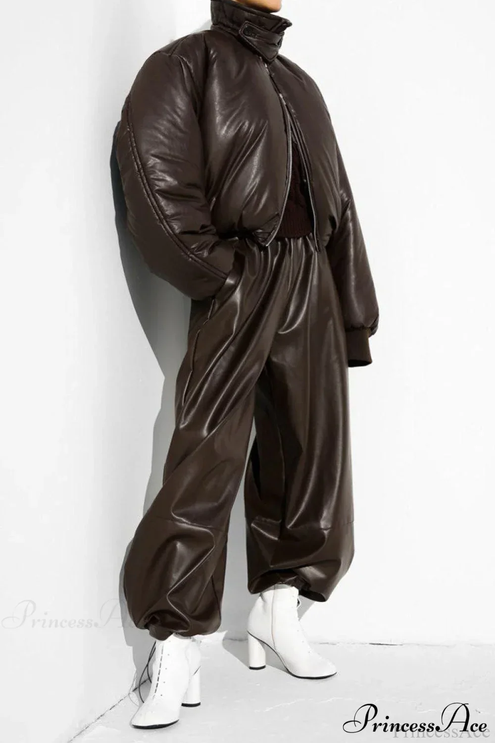 PU Leather Loose Harem Drawstring Pants - Image 2