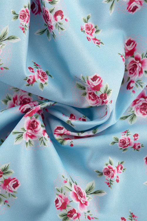 Puff Sleeve Collared High Waist Buttoned A Line Floral Dress - Image 5