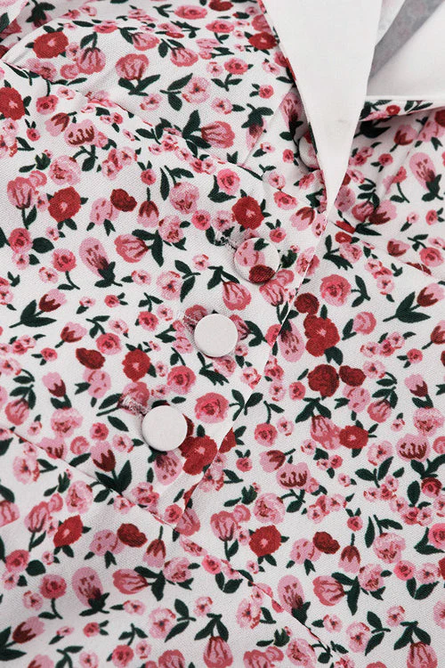 Puff Sleeve Digital Print Peter Pan Collar High Waist Maxi Floral Dress - Image 5
