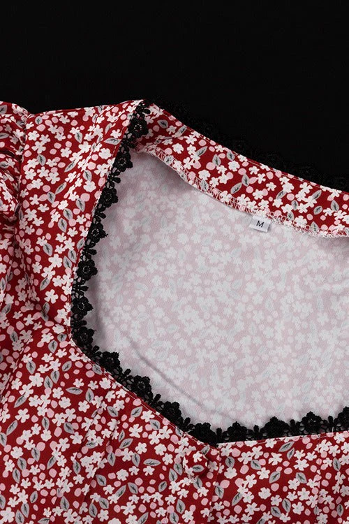 Puff Sleeve Floral Tie Two Piece Set - Image 6