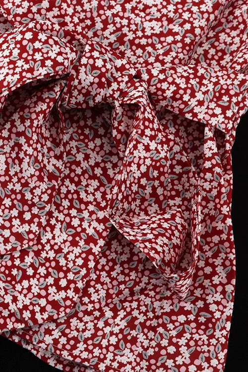 Puff Sleeve Floral Tie Two Piece Set - Image 7