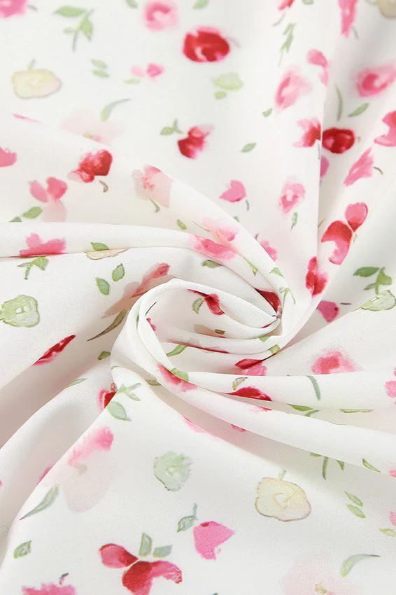 Puff Sleeve Slim Waist Long Floral Dress - Image 5