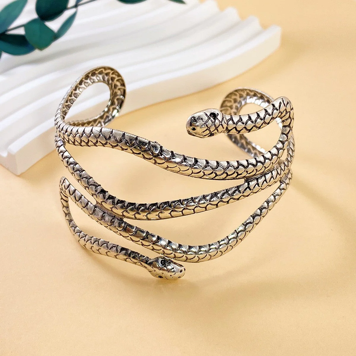 Punk Metal Snake Wrap Bracelet - Image 3
