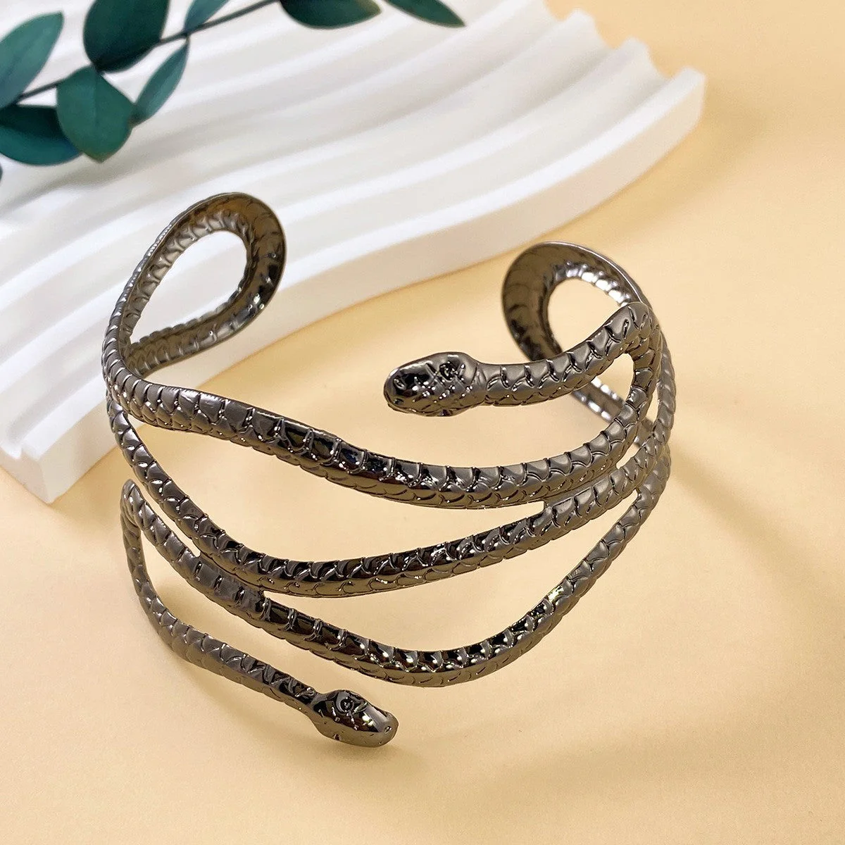 Punk Metal Snake Wrap Bracelet - Image 5