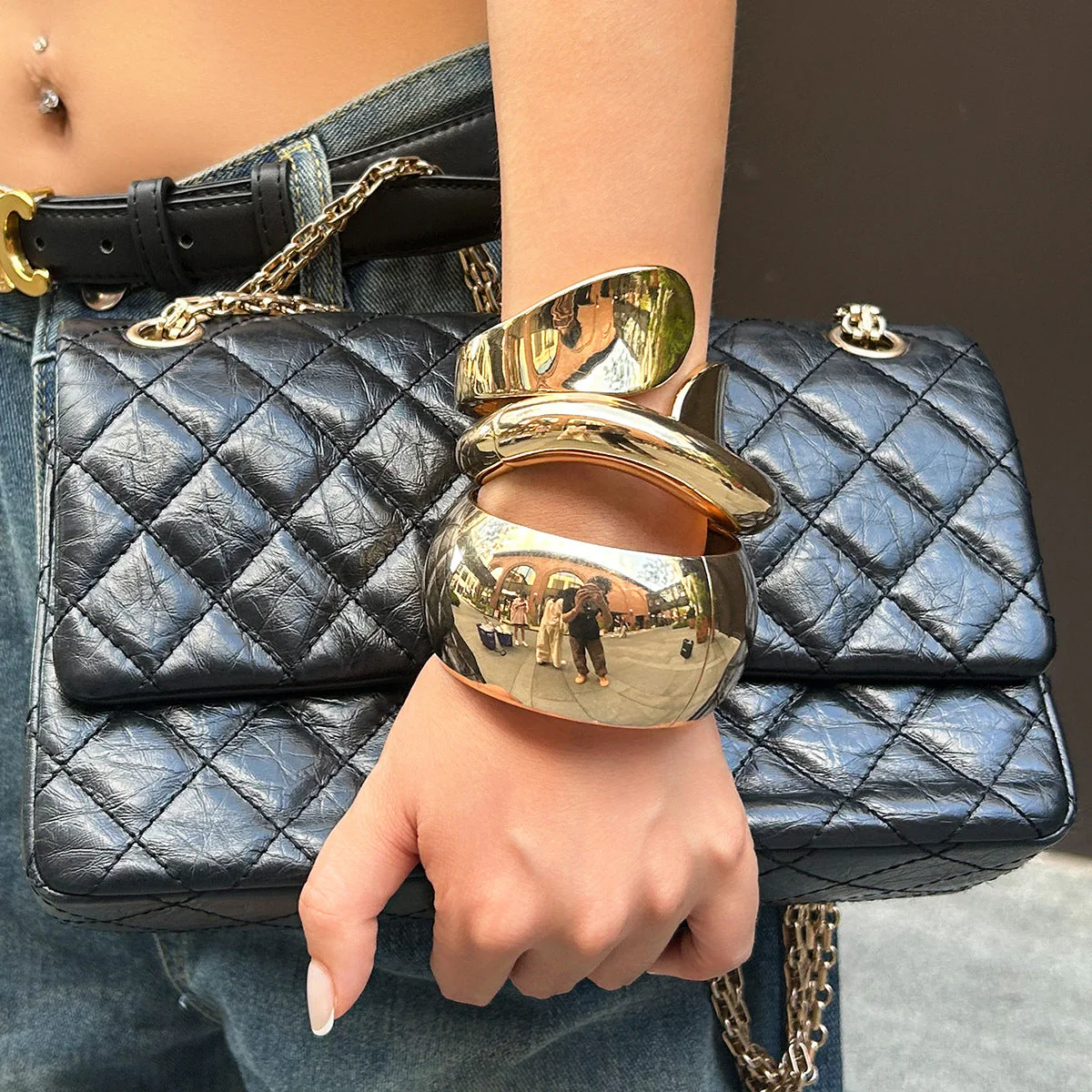 Punk Style Irregular Wide Set Bracelet - Image 2