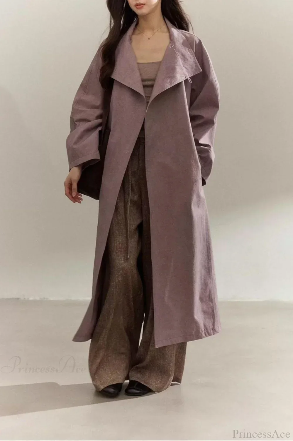 Vintage Purple Distressed Minimalist Overcoat - Image 2