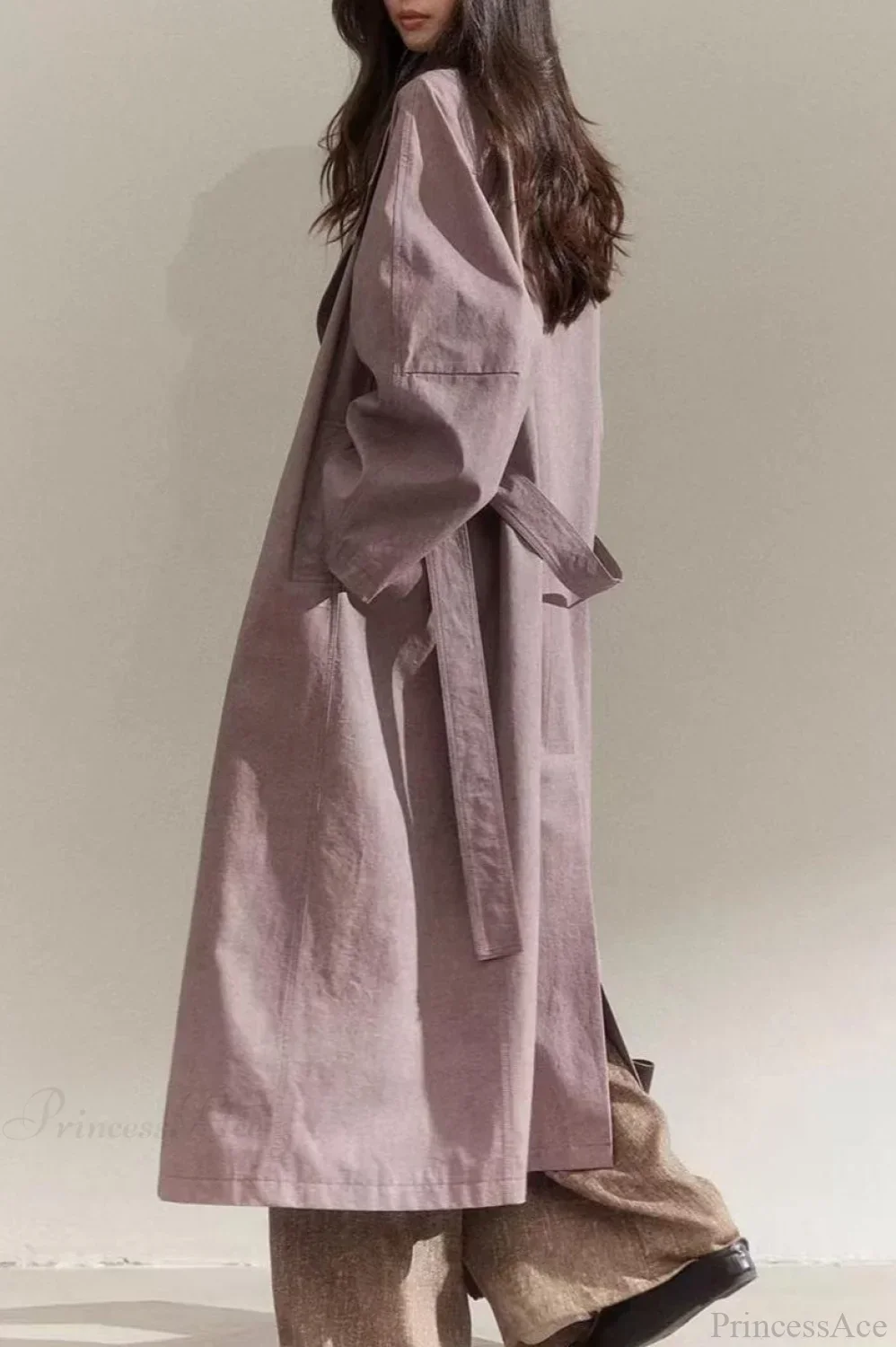 Vintage Purple Distressed Minimalist Overcoat - Image 3