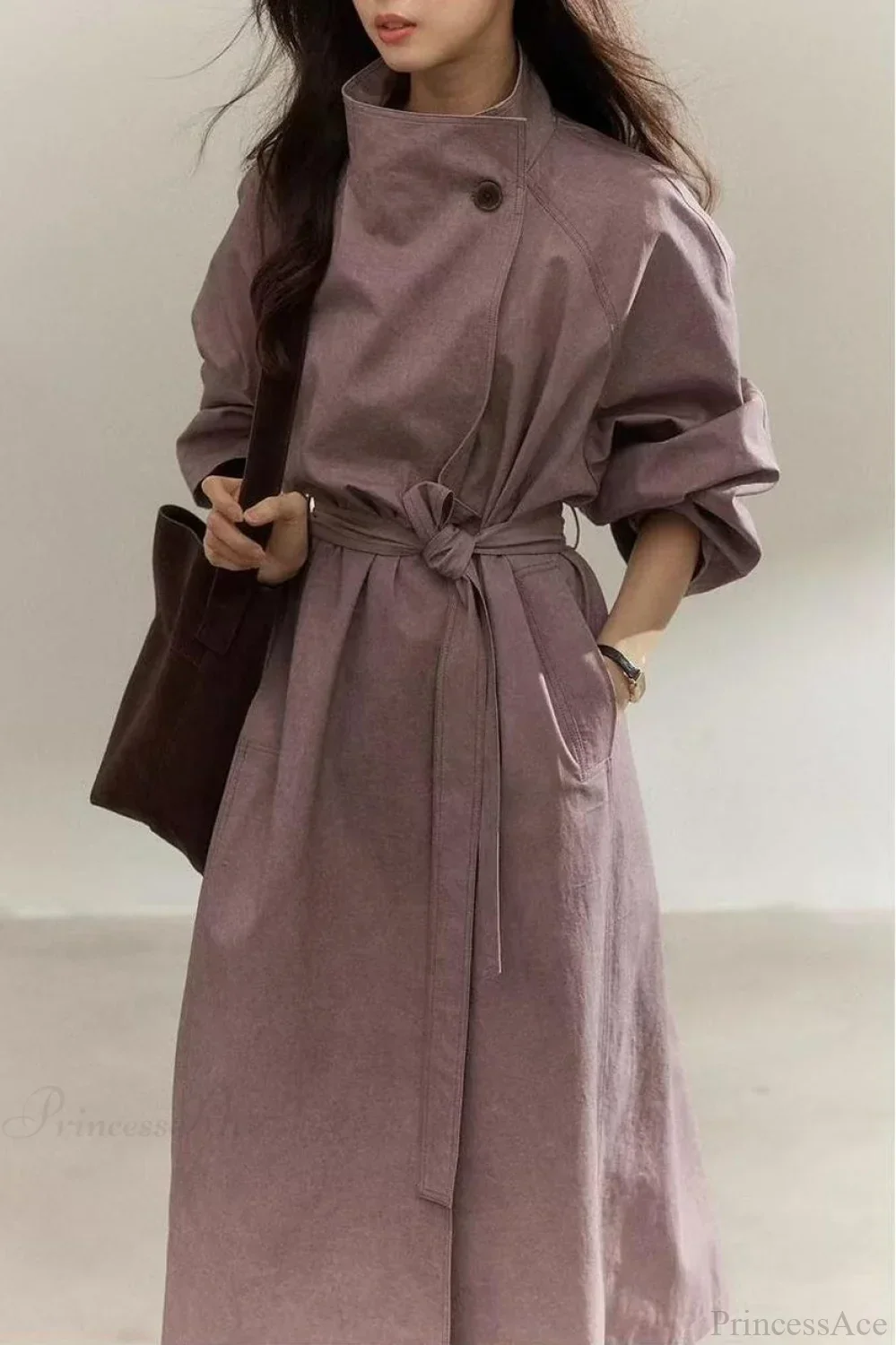 Vintage Purple Distressed Minimalist Overcoat - Image 4