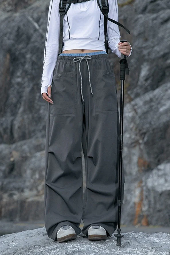Quick Dry Cargo Wide Leg Cuffed Pants - Image 2