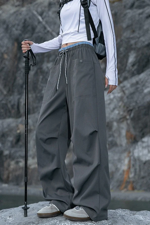 Quick Dry Cargo Wide Leg Cuffed Pants - Image 3
