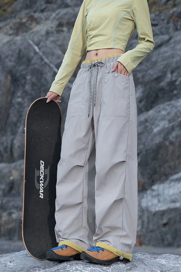 Quick Dry Cargo Wide Leg Cuffed Pants - Image 7