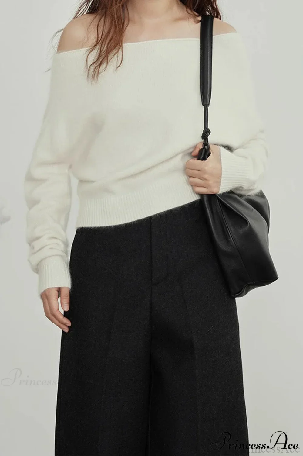 Raccoon Fur Off-Shoulder Cropped Slouchy Knit Top - Image 6