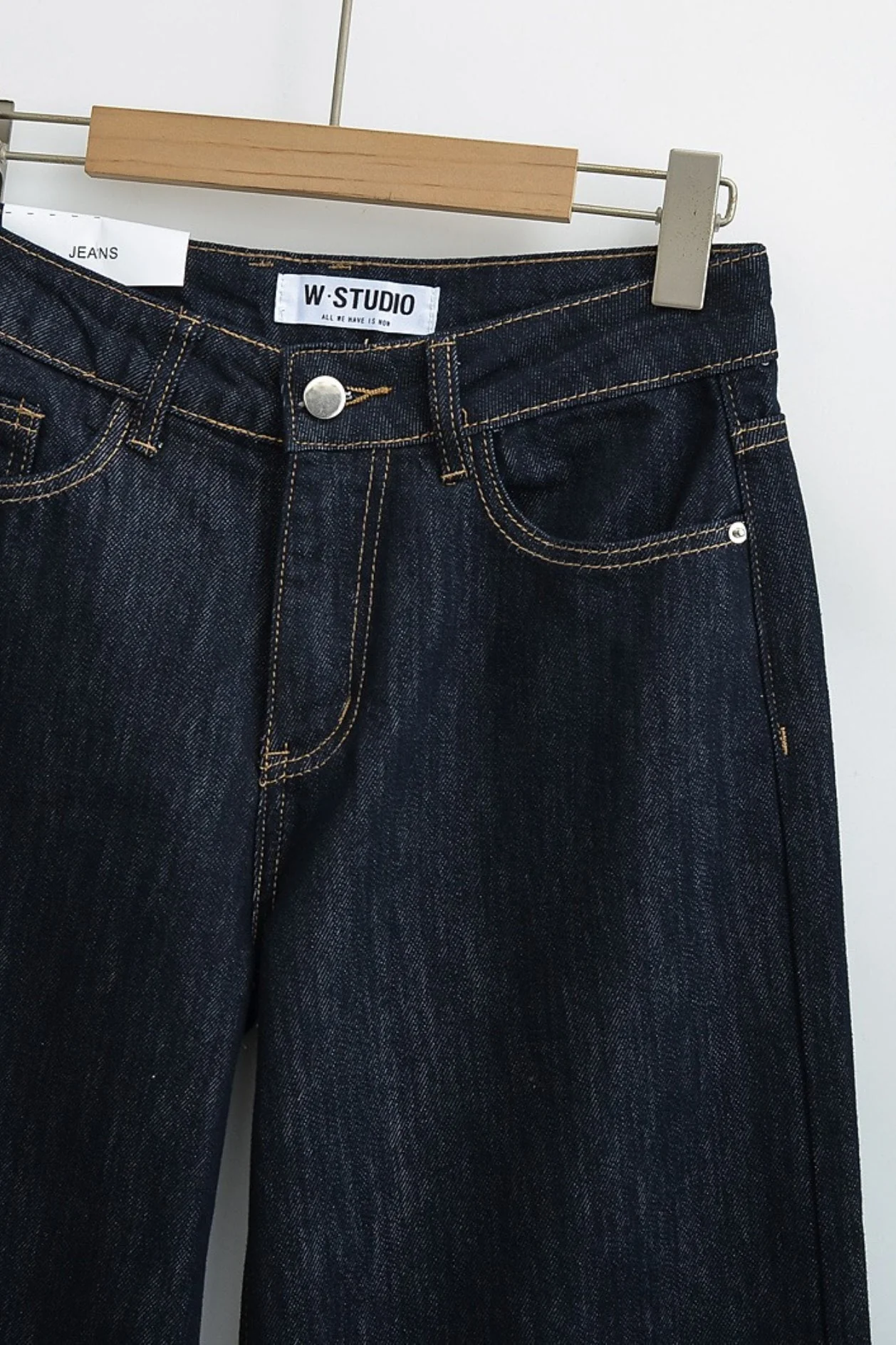 Raw Denim High Waist Loose Straight Floor Jeans - Image 4