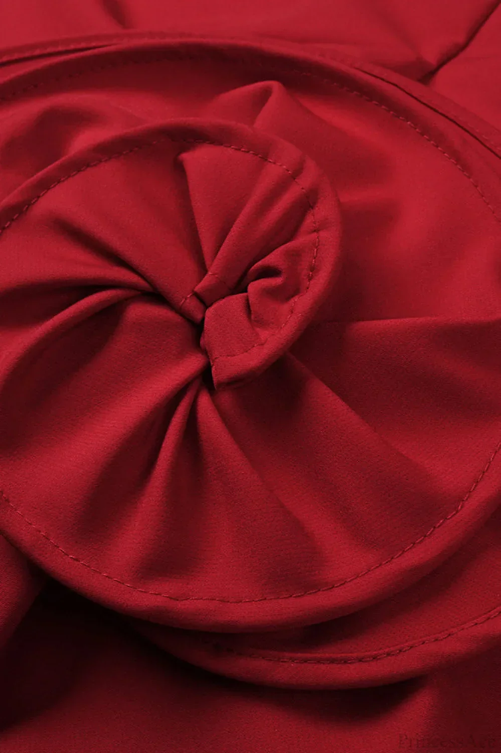 Red 3D Floral Strapless Fitted Party Dress - Image 6