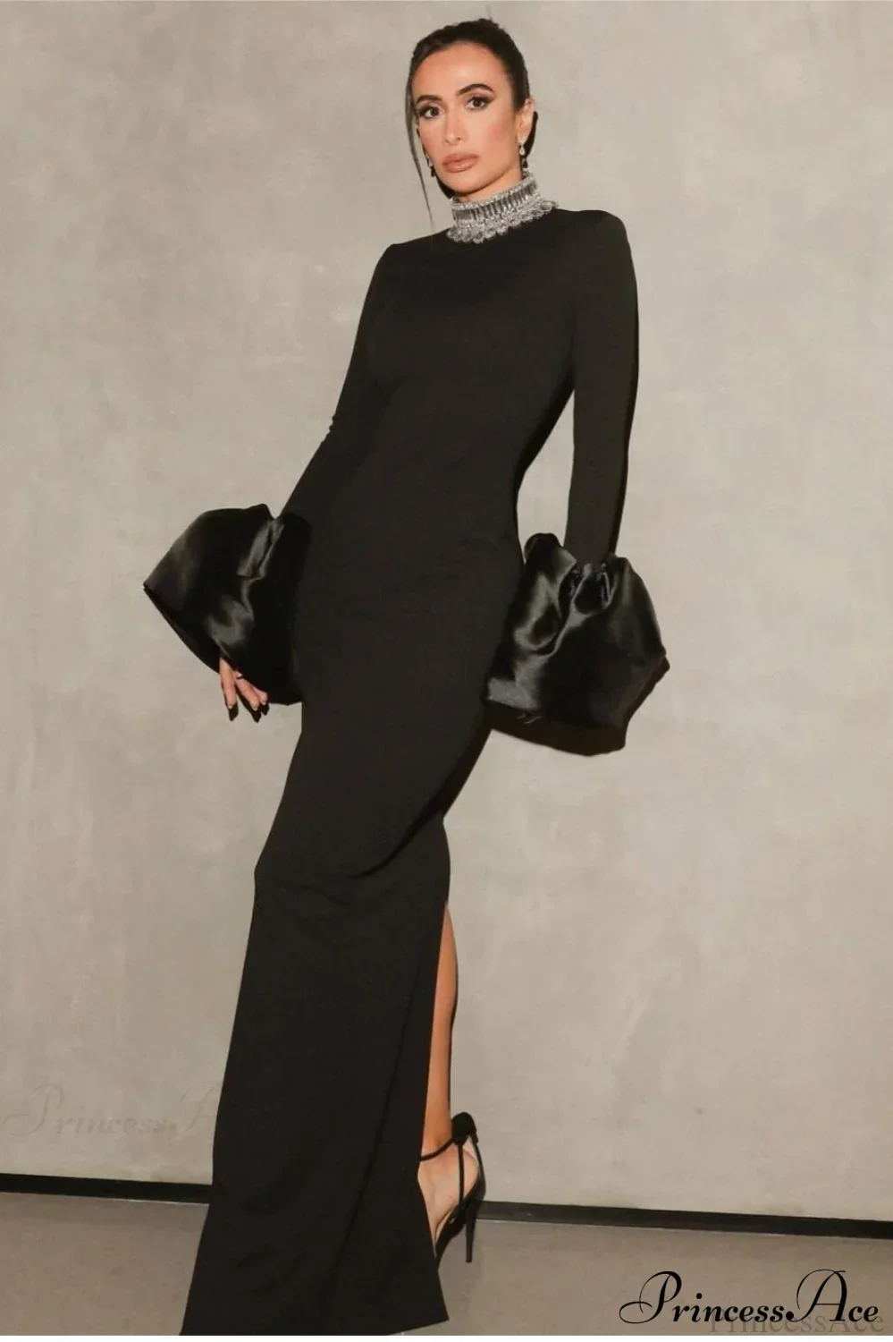 Red Bandage Flared Long Sleeves Party Dress