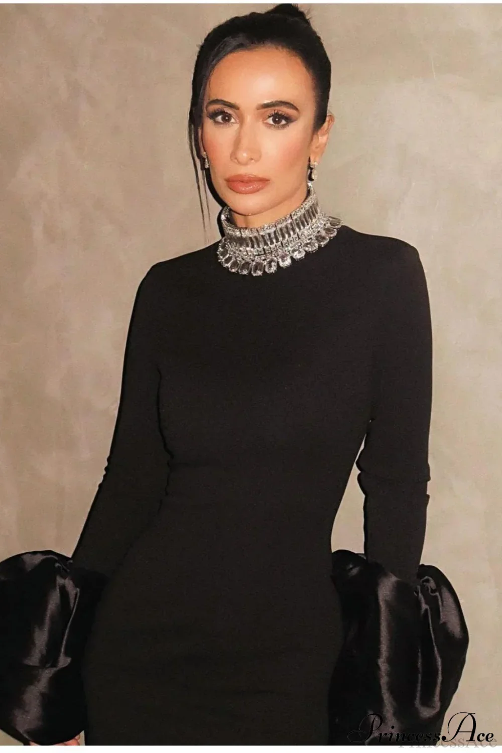 Red Bandage Flared Long Sleeves Party Dress - Image 2