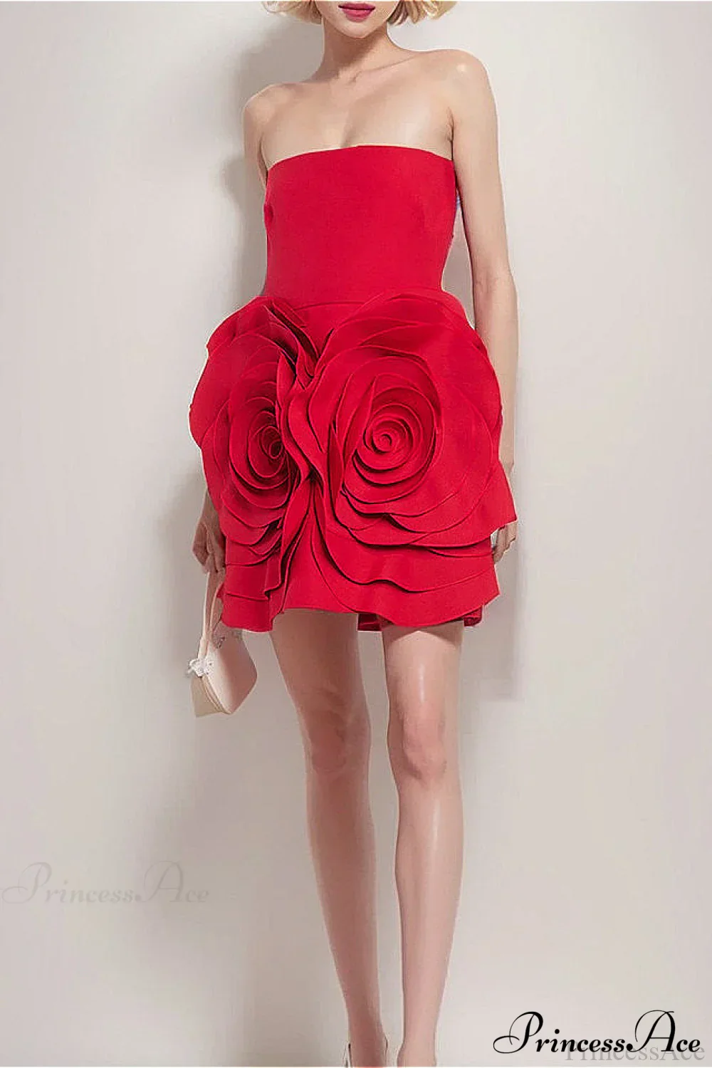 Red Bandage Large Floral Bustier Tight Party Dress - Image 2