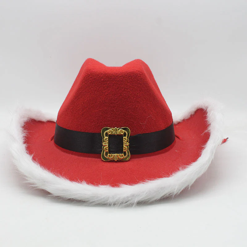 Red Faux Fur Cowboy Hat - Image 2