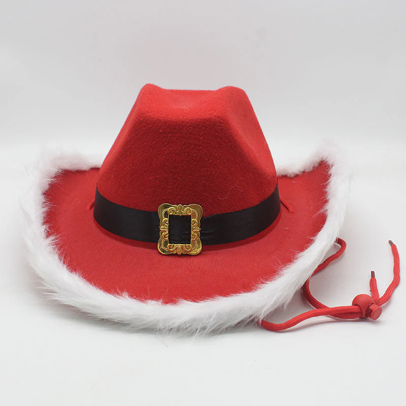 Red Faux Fur Cowboy Hat - Image 3