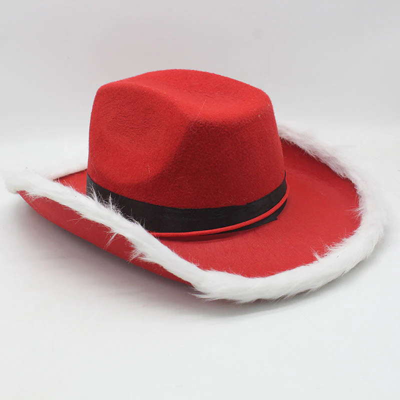 Red Faux Fur Cowboy Hat - Image 4