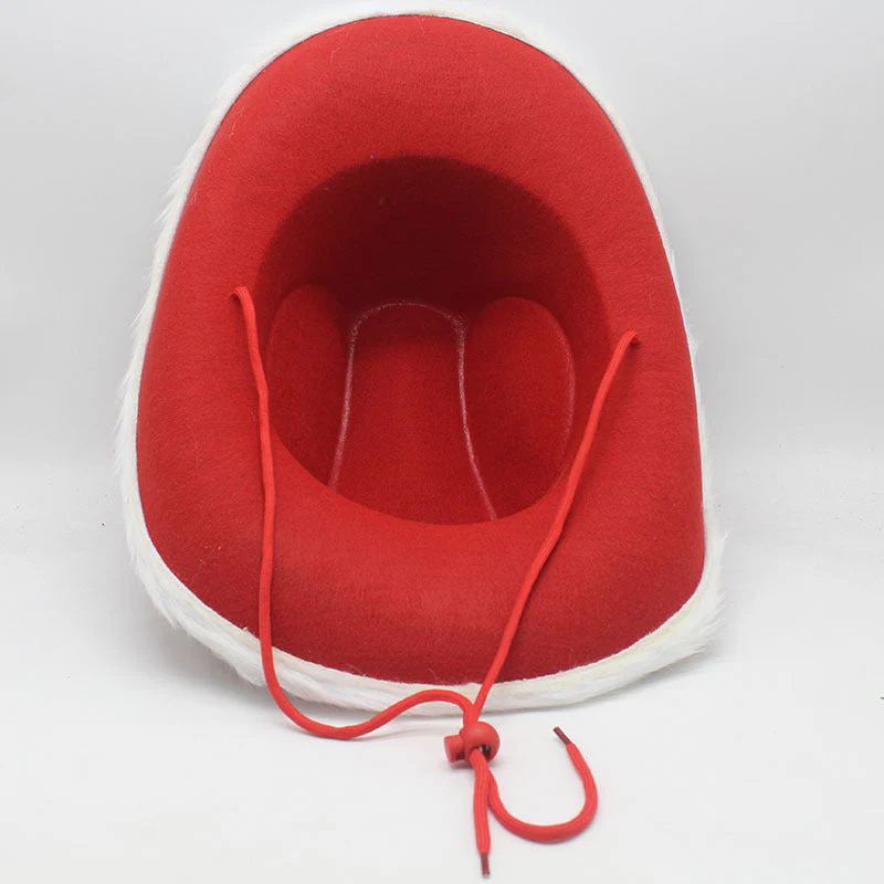 Red Faux Fur Cowboy Hat - Image 5