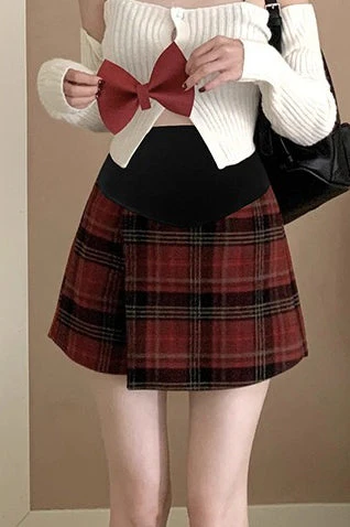Red Plaid A-Line Skirt - Image 8