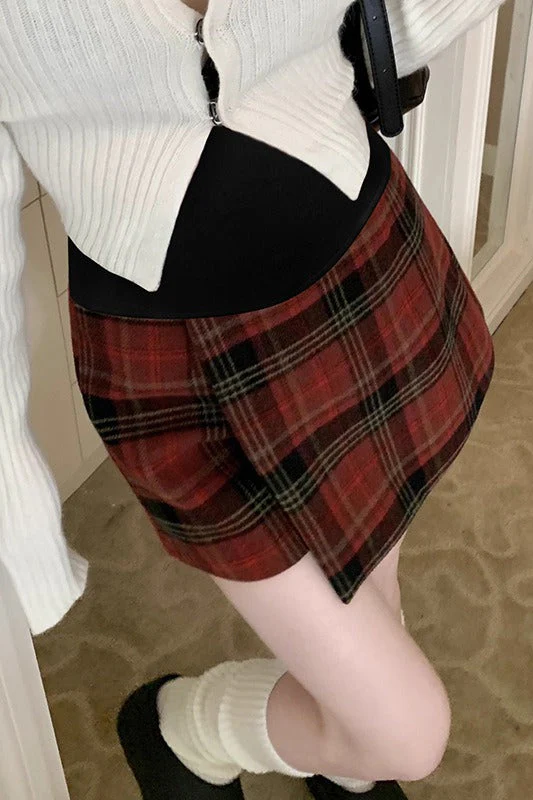 Red Plaid A-Line Skirt - Image 9