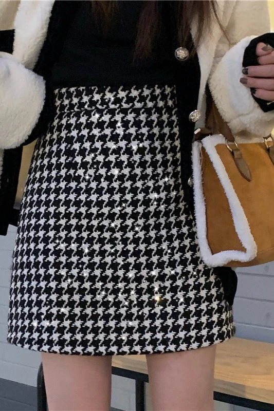 Red Plaid High Waist Skirt - Image 10