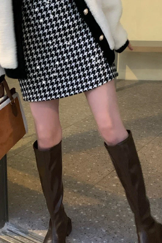 Red Plaid High Waist Skirt - Image 7