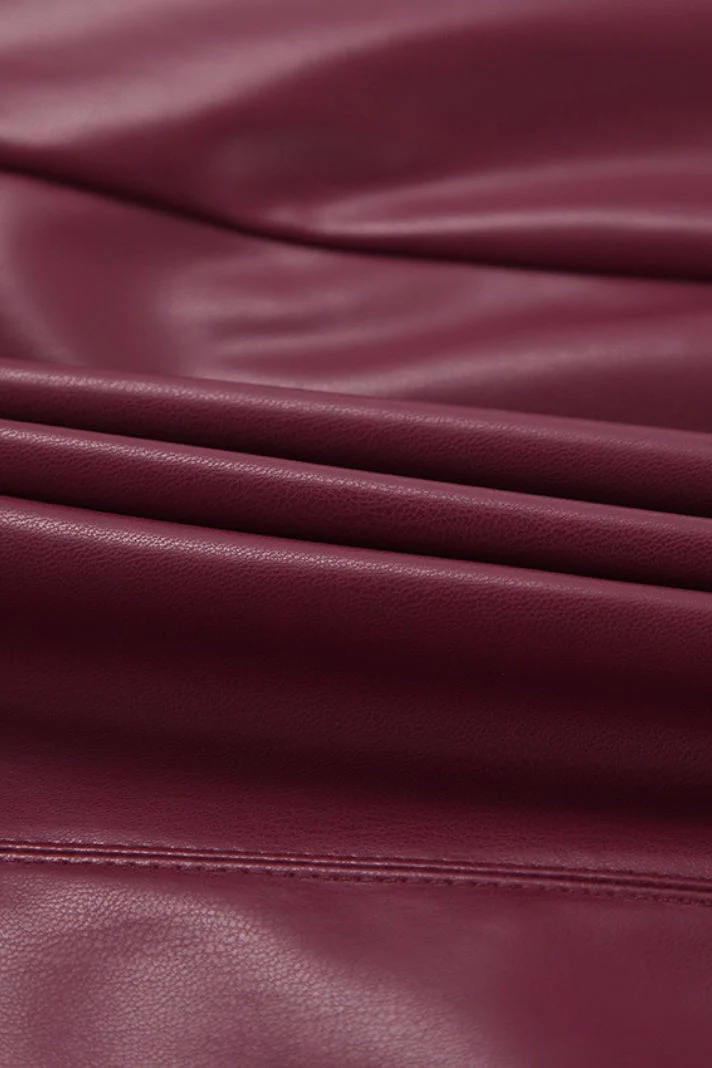 Red Matte Leather Skirt - Image 8