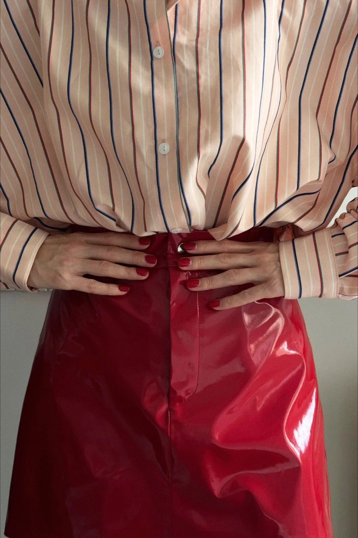 Red PU Leather Bodycon Skirt - Image 4