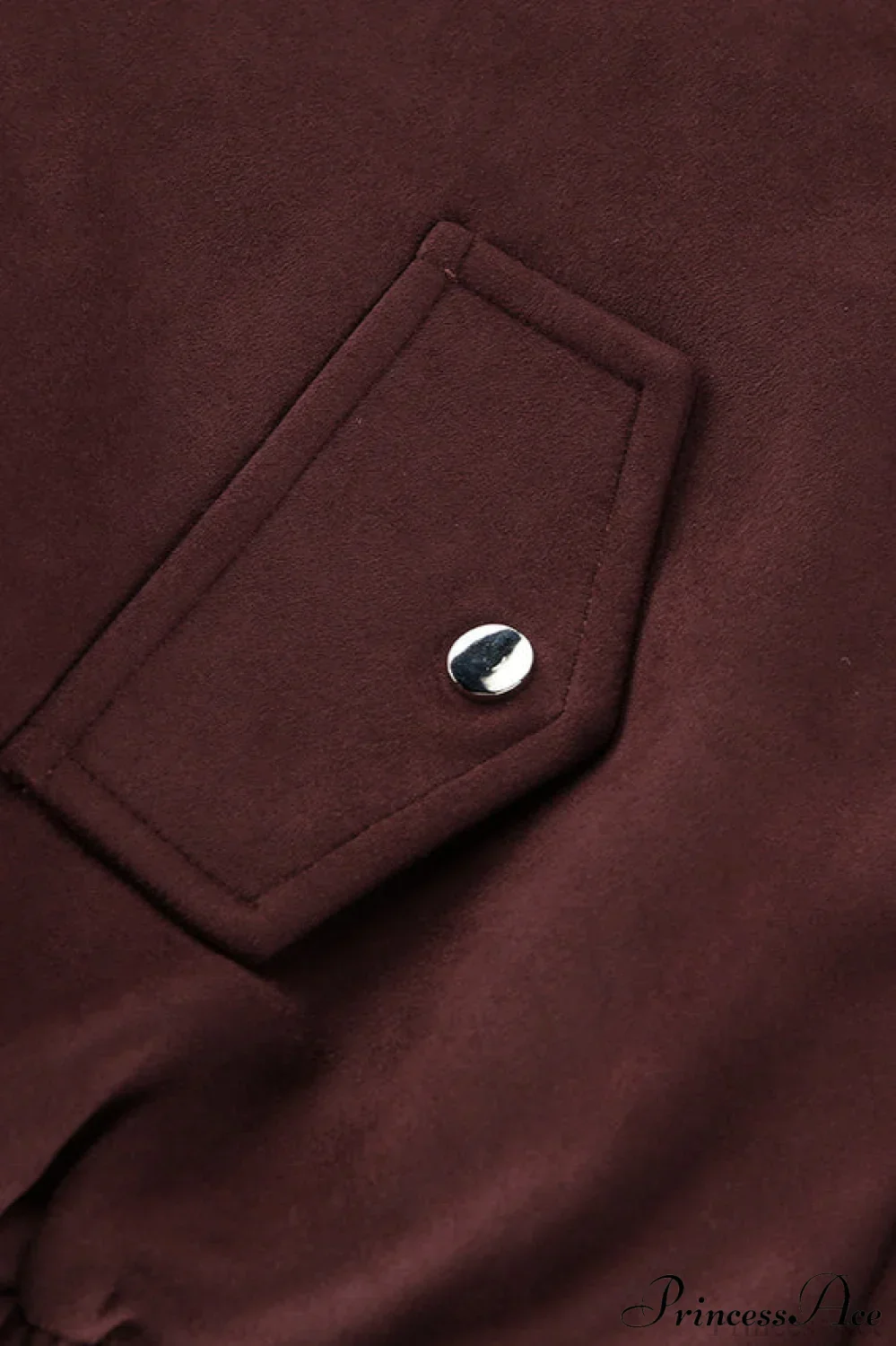 Reddish Brown Suede Collared Oversized Retro Coat - Image 4