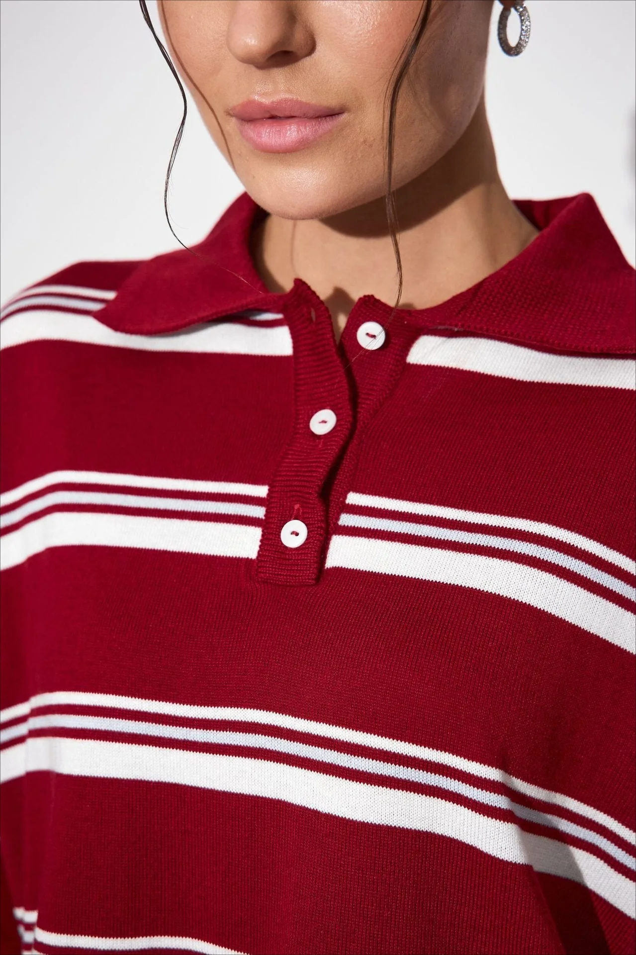 Relaxed Collared Striped Long Sleeve Blouse - Image 9