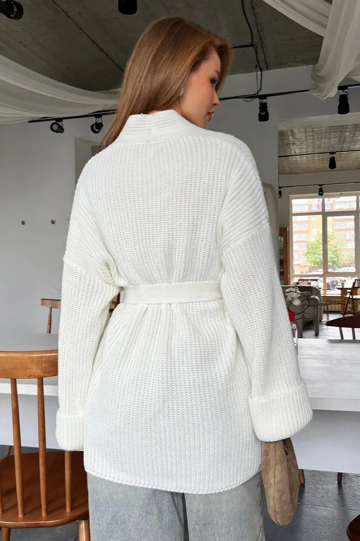 Relaxed Cozy Tie Waist Knit Cardigan - Image 13