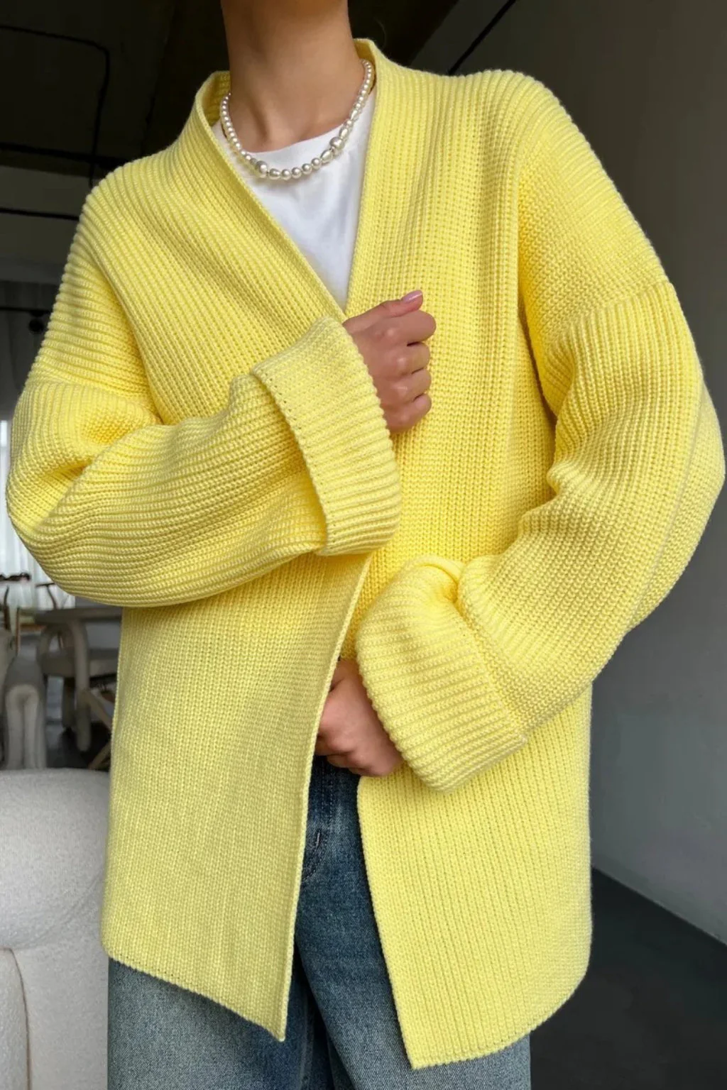Relaxed Cozy Tie Waist Knit Cardigan - Image 5